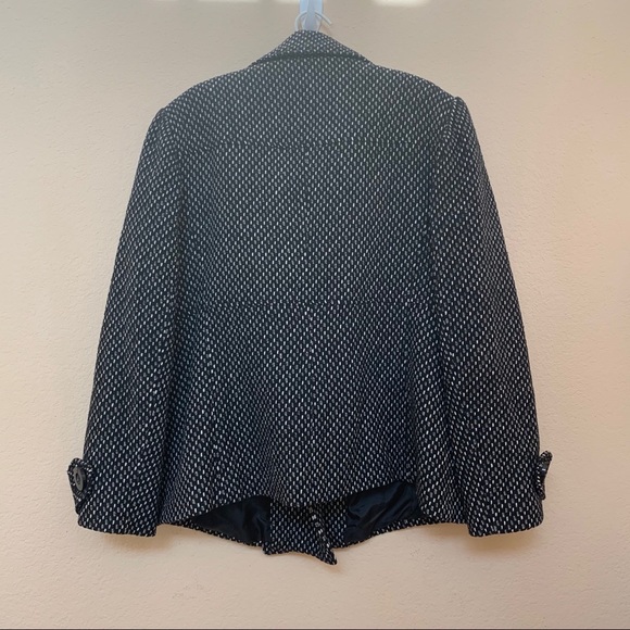 Charter Club Woman Black White Wool Peacoat Jacket B9/2 - Picture 6 of 7